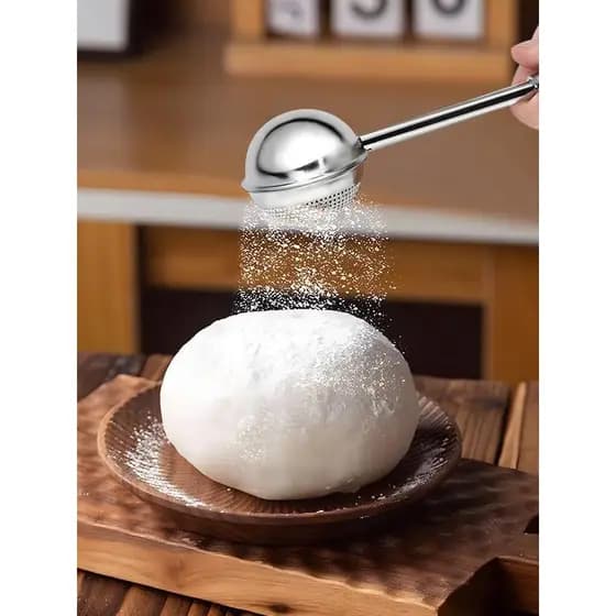 Peneira de Açúcar em Aço Inoxidável, Peneira para Farinha e Especiarias para Padeiros, Operação com Uma Mão, Ideal para