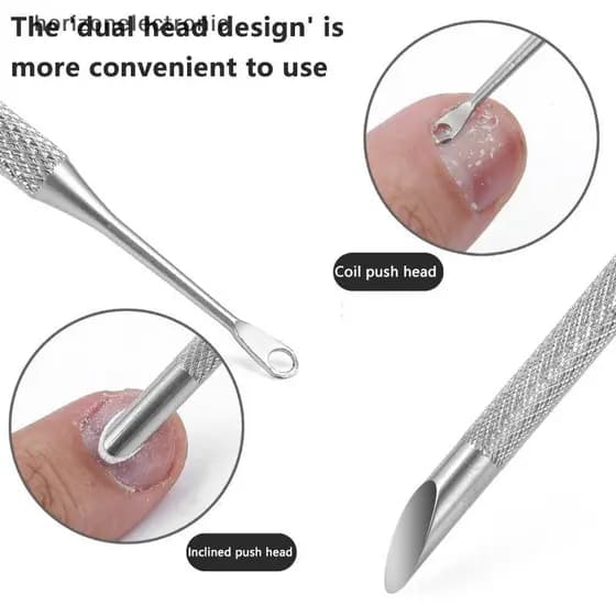 Removedor De Cutícula De Aço Inoxidável De Duas Cabeças , Empurrador De Unhas , Ferramenta De Preparação Esfoliante , Cí