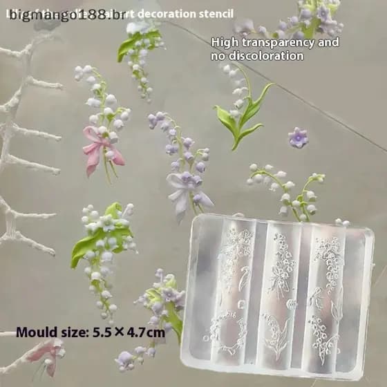 BIBR Nova Orquídea De Lótus Silicone Molde De Unhas Flor Escultura Decorações DIY Design Estereoscópico Placa De Carimbo