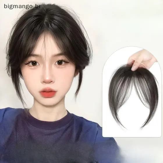 BIBR Parte Média Franja Falsa Sintética Topper Peruca Clip-In Bang Extensão Natural Invisível Clourse Feminina .