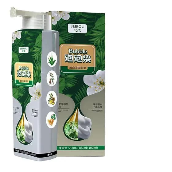 Shampoo em Espuma para Tingimento de Cabelo com Extrato de Plantas para Cabelos Grisalhos, Tingimento Natural para Mulhe