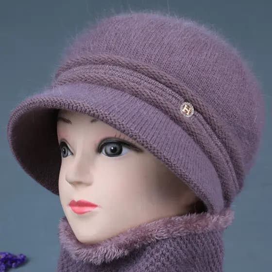 Chapéu para idosos feminino vovó inverno lã grossa quente chapéu de inverno meia-idade mãe idosa malha lã velho