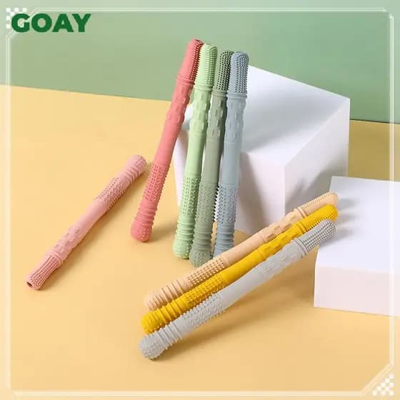 Mordedor De Palha De Madeira Brinquedo Das Crianças Silicone Macio Oco Molar Sti Recém-Nascido Dentição Tubo Presente fa