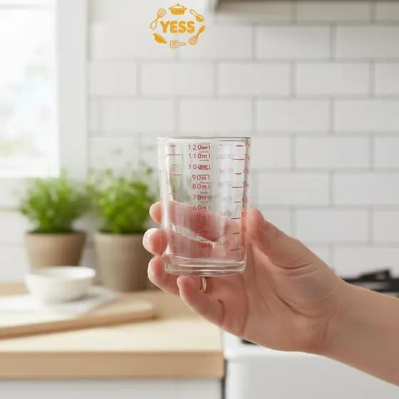 YESS Copo De Medição De Café Expresso De Vidro Resistente Ao Calor Multiuso 120ml Para Aplicações E Panificação Quente
