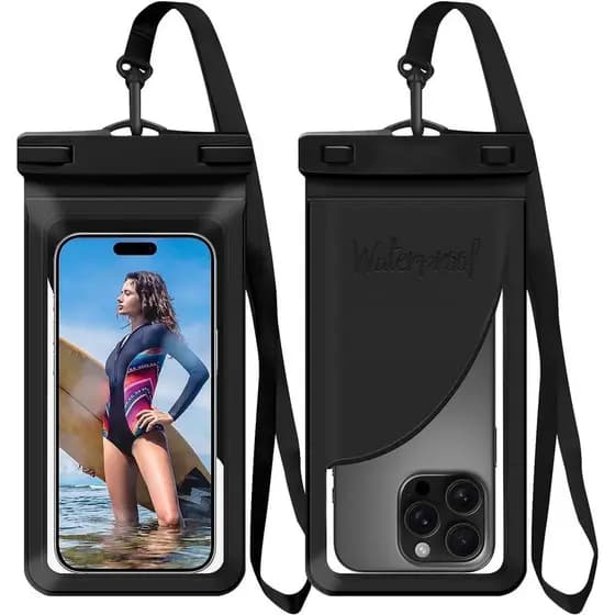 Bolsa impermeável para celular com bolso interno para cartões, adequada para 17161514ProMax, capa impermeável grande par