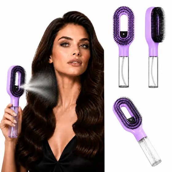 Escova Desembaraçadora 2 em 1 com Pulverizador Integrado, Escova para Cabelos Molhados e Secos, para Cabelos Cacheados,