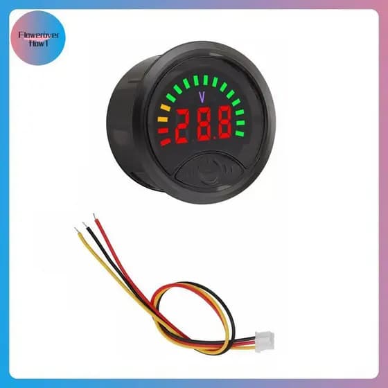 FLOWE Mini LED Voltímetro Digital DC DC7-100V Display Redondo Medidor De Corrente De Tensão De Carro De Dois Fios Detect