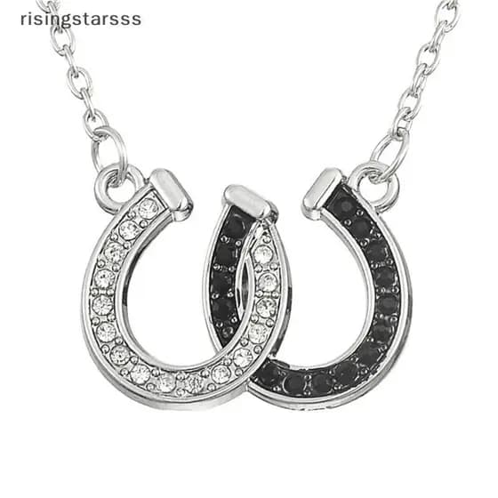 Strass Dupla Ferradura Em Forma De U Clavícula Corrente Nelace Cristal Cavalo Sapato Pingente Para Presente Feminino Jói