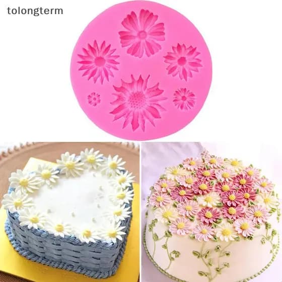 Margarida Crisântemo Plumeria Rosa Flor Molde De Silicone Cupcake Fondant Ferramentas De Decoração Do Bolo DIY Moldes De