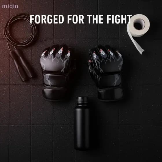 (miqin31) 1 Par De Luvas De Boxe PU Meio Dedo Saco De Areia Taekwondo Muay Thai Profissional Equipamento De Treinamento