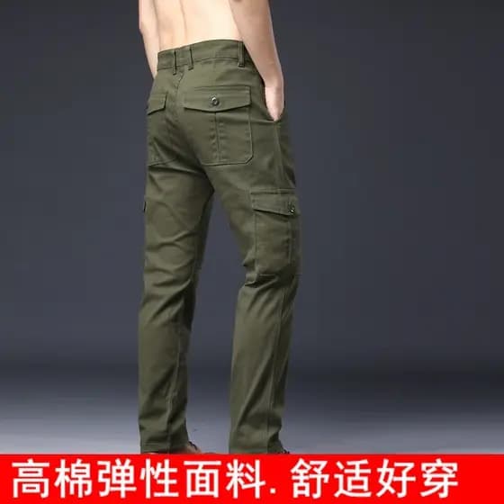 Macacão masculino elástico reto solto confortável Multi-bolso juventude reparação de automóveis calças de trabalho calça