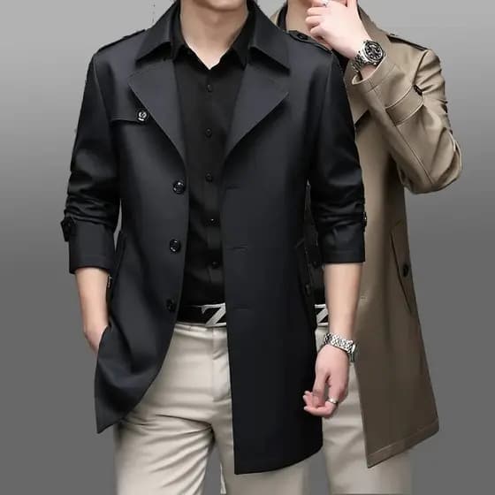 2026 primavera outono novo estilo blusão jaqueta masculina de comprimento médio de meia-idade negócios Casual terno pai