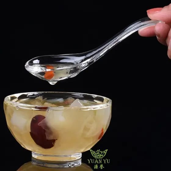 Tigela de cristal grande, hashis de vidro espesso resistente ao calor, colher de vidro, tigela de arroz transparente res