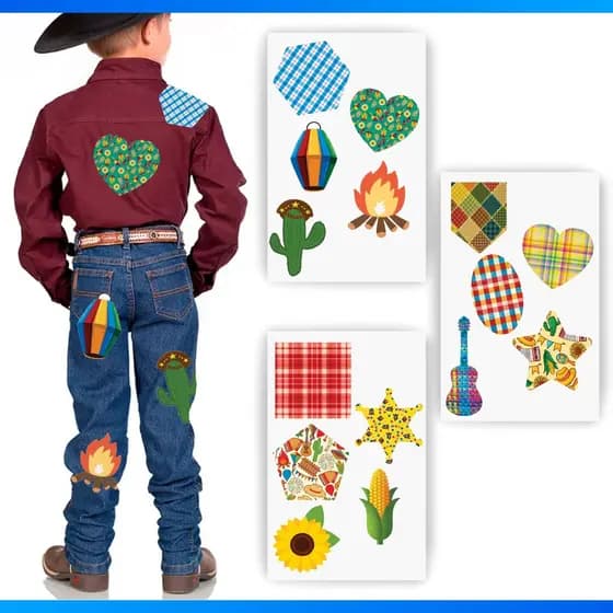 Adesivo Para Roupa Festa Junina Retalho Remendo 15 Adesivos - MAIS BARATO ADESIVO PERMANENTE ADESIVO PERMANENTE