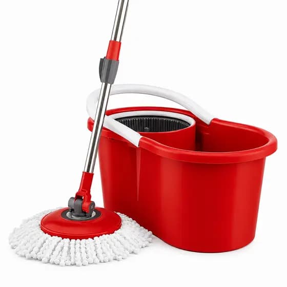 Mop Giratório 360° Balde 8 Litros Cesto Inox com Refil Limpeza Prática