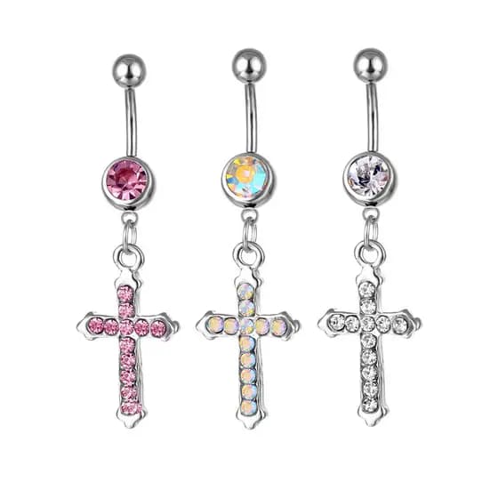 | bijuterias femininas | 【piercing umbigo】 ✣Anel de umbigo cruzado europeu americano fivela de botão Umbilical hipoalerg