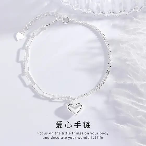 | 【bijuterias femininas】 | colar prata No S925 prata esterlina amor coração pulseira feminino nicho High-End Design Irre