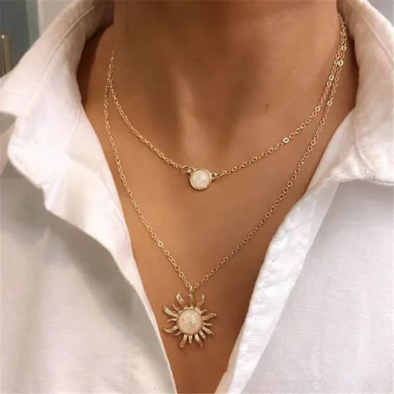 | 【bijuterias femininas】 | colar prata ✴Europeu americano Cross-Border novo produto elegante Popular Multi-camada girass