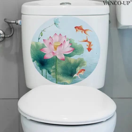 Vários adesivos de parede com libélulas e flores de lótus, adesivos para banheiro, adesivos decorativos para parede de f