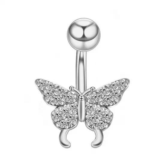 | bijuterias femininas | 【piercing umbigo】 ❉Anel de umbigo de aço inoxidável transfronteiriço borboleta cobre Micro-incr