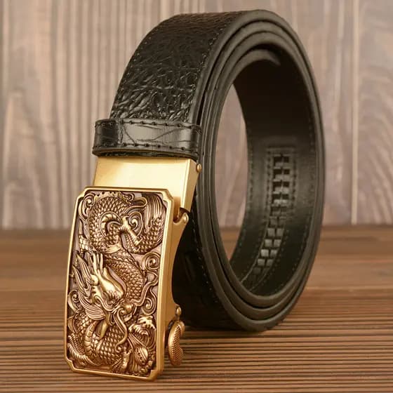 cinto masculino grife cinto masculino couro legítimo ❦Novo cinto masculino exclusivo padrão de crocodilo cinto de couro