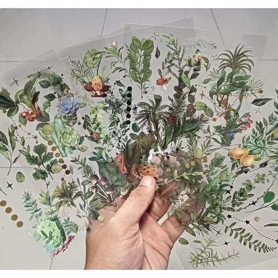 8 Folhas de Adesivos Vintage Fecsam para Scrapbook, para Adultos, Crianças e Adolescentes, Flores/Folhas/Adesivos para P
