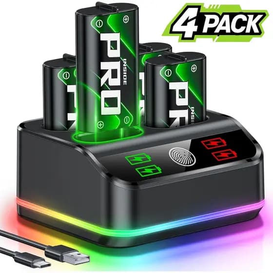 for Xbox Battery Pack Rechargeable Compatible with Xbox Series X/S and Xbox One Controllers,4x4800mWh Battery Charger St
