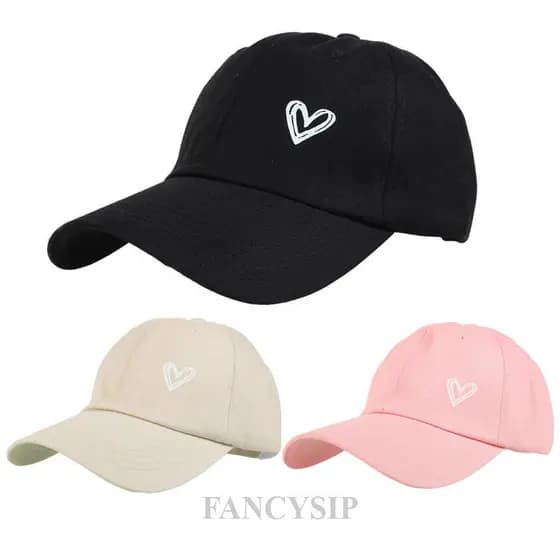 Boné Snapback Unissex com Padrão de Coração, Boné de Rabo de Cavalo Masculino, Boné Retro com Alça Ajustável, Boné de Be