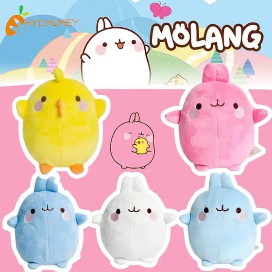 Brinquedos de Pelúcia Macia de Coelho Molang Genuine, Bonecos de Pendurado de Anime Piupiu, Pequeno Galinha Amarela para