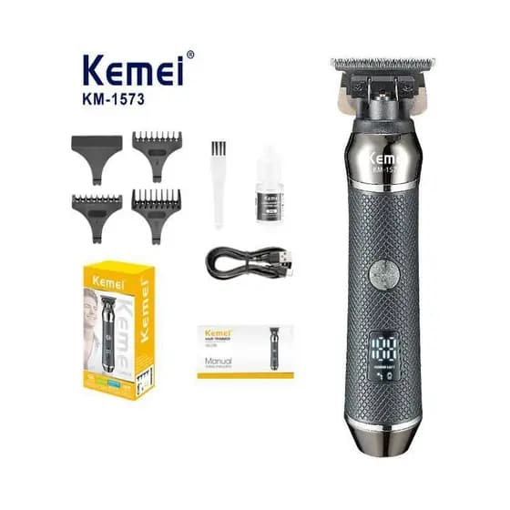 Máquina De Cortar Cabelo Profissional Kemei KM-1573 Recarregável Com Display LED