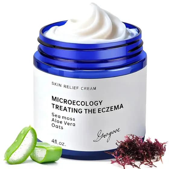 Creme Natural Calmante para Eczema Crogooe para Pele Seca, Itchada e Sensível - Hidratante Sem Fragrância com Musgo Mari