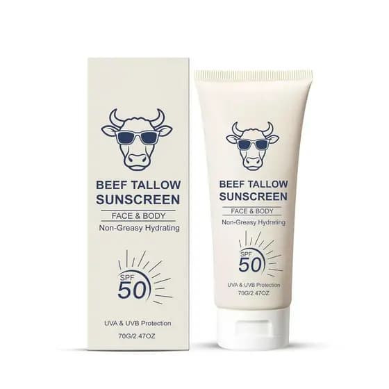 Novo Protetor Solar Irven Beef Tallow SPF 50, Proteção de Amplo Espectro UVA/UVB para Rosto e Corpo, Fórmula Hidratante