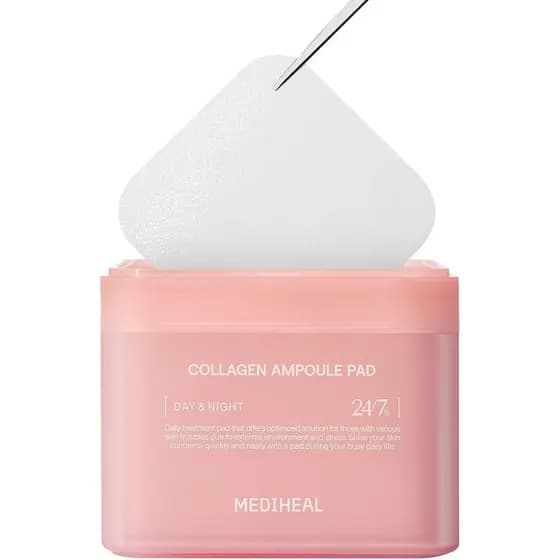 MEDIHEAL Toner Pads - Discos Tonificadores com Ampola de Colágeno (100 unidades) com Ceramida - Firmeza da Pele, Restaur