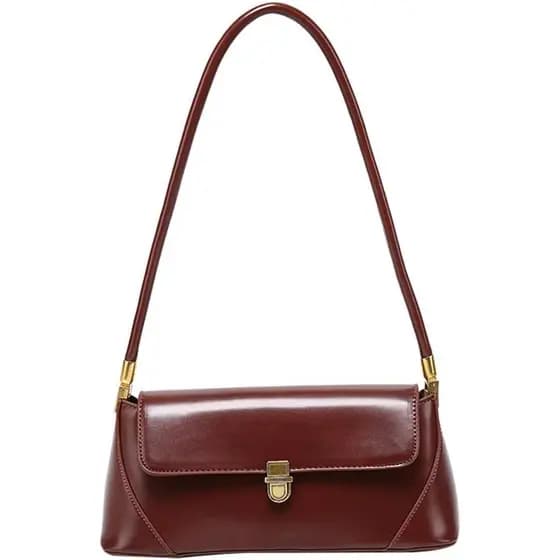 Bolsa de Ombro Pequena para Mulheres, Mini Bolsa de Couro com Fecho de Fivela