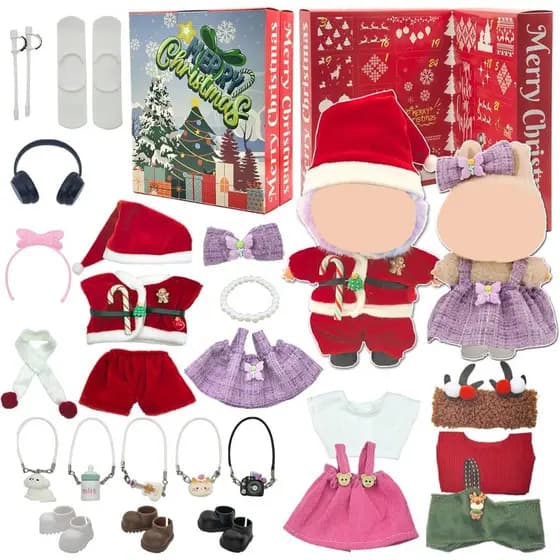 Calendário do Advento de Natal 2025, Conjunto de Roupas e Acessórios para Bonecas de 17cm, Conjunto de Vestuário para Bo