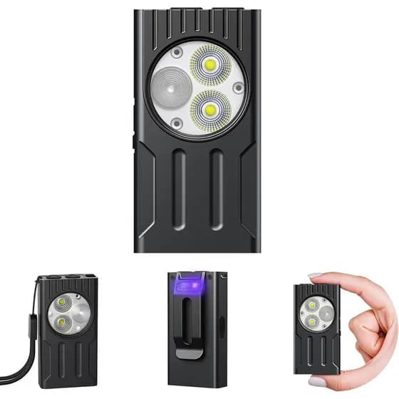 Lanterna EDC Recarregável com UV, Mini Lanterna Super Brilhante de Alto Lúmen, Lanterna de Bolso Portátil e Compacta, La