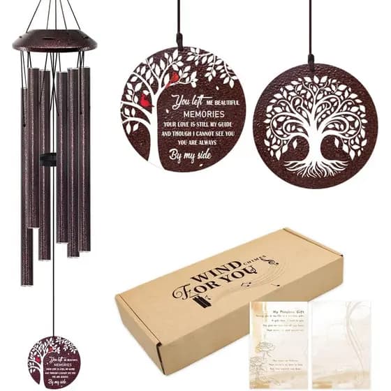 Presentes Comemorativos para a Perda da Mãe/Pai - Sinos de Vento de Condolências de 32" com Árvore da Vida - Presentes d