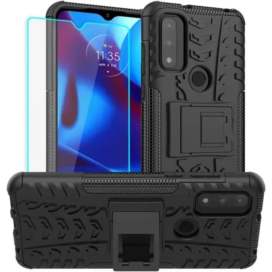 Capa para Moto G Pure, Capa para Telefone Moto G Pure com Protetor de Tela HD, Capa Protetora de Silicone à Prova de Cho