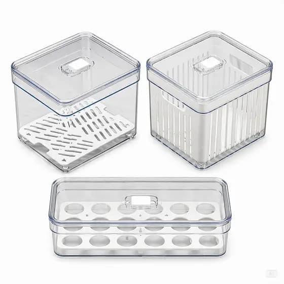 Kit Trio Organizador Geladeira 3,8L - Organizador Tela + Organizador Cesta Ventilada + Porta Ovos 21