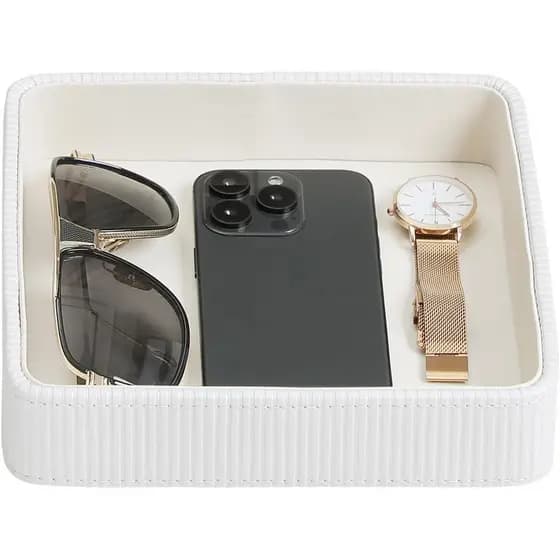 Pequena Bandeja Organizadora, 8"x8" Organizador de Mesa de Cabeceira para Mulheres e Homens | Organizador de Mesa em C