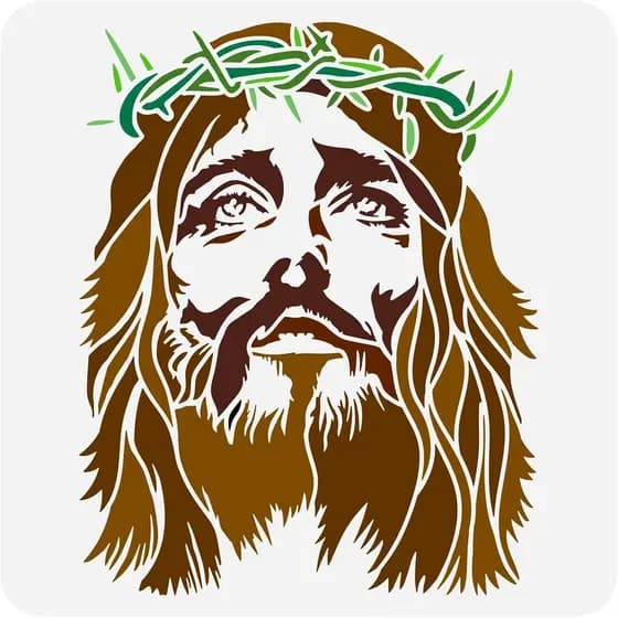 FINGERINSPIRE Estêncil para Pintura da Coroa de Espinhos de Jesus Cristo 11,8x11,8 polegadas, Reutilizável, Molde de Des