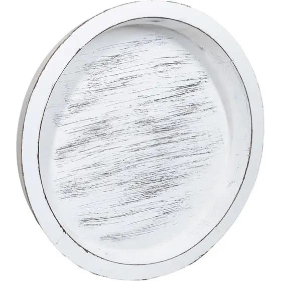 Bandeja Redonda de Madeira MAONAME, Bandeja Decorativa Rústica de Madeira de 11”, Bandejas Estilo Fazenda para Mesa de C