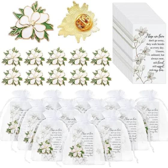 Sasylvia 60 Conjuntos de Pins Funerários em Lote, Lembranças Funerárias para Celebração da Vida, Inclui Broches de Lapel