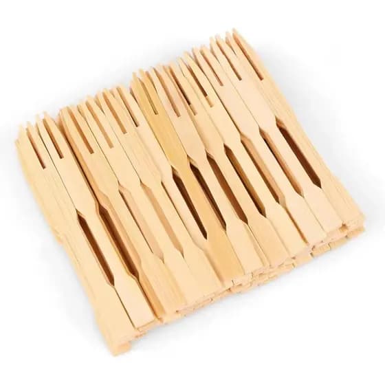 Garfos Pequenos de Bambu de 3,5 polegadas, Garfos para Coquetéis e Aperitivos, Mini Garfos de Madeira para Frutas, Palit