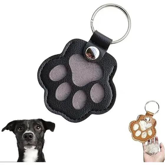 Chaveiro Memorial para Animais de Estimação - Lembrança de Pelo de Pata em Couro, Presente de Condolências para a Perda