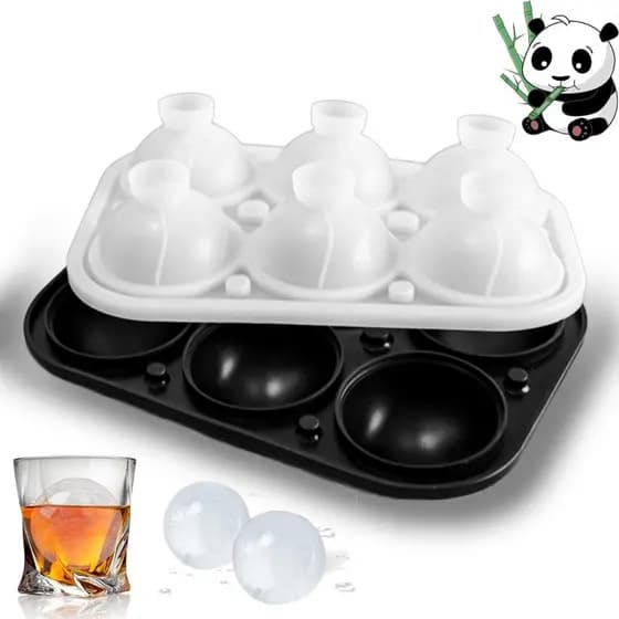Conjunto de 2 Formas Grandes de Silicone para Cubos de Gelo Redondos, Bandejas para Cubos de Gelo Redondos para Freezer
