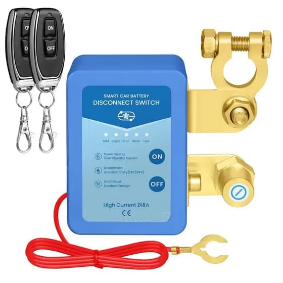 Interruptor de Desconexão Remota da Bateria para Carro, 12V 240A, com Controle de Voltagem Inteligente, Interruptores An