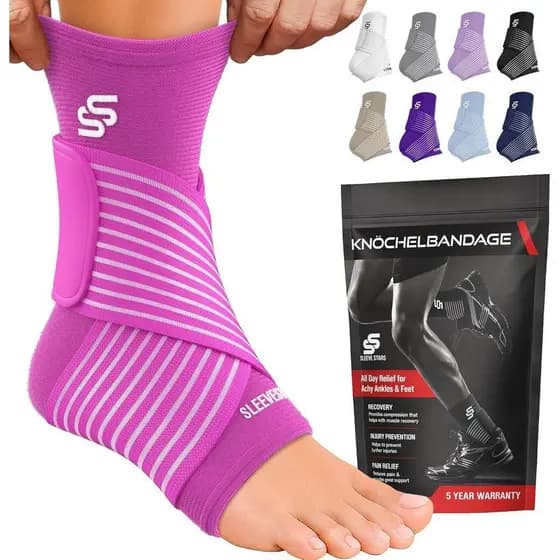 Suporte Elástico para Tornozelo Sleeve Stars – Tornozeleira de compressão esportiva ajustável com tiras, adequada para c