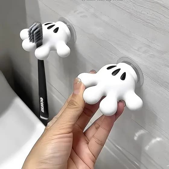 Suporte para Escova de Dentes em Forma de Polegar do Mickey, com Ventosa, para Banheiro, Armazenamento de Chaves e Ganch
