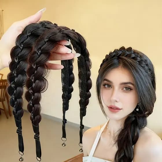 Nova Faixa de Cabelo Magnética para Peruca, Faixa de Cabelo Ajustável com Trança Espinha de Peixe para Mulheres, Faixa d